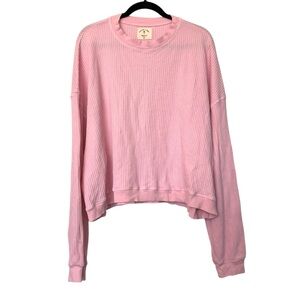 Electric‎ & Rose Waffle Knit Crewneck Pullover Sweatshirt Light Pink